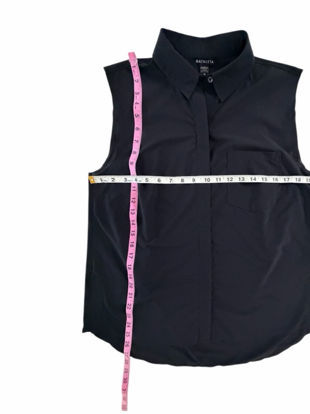 Athleta Urbanite II Sleeveless Tank Womens M Black Button Front Collared Blouse - Picture 4 of 7